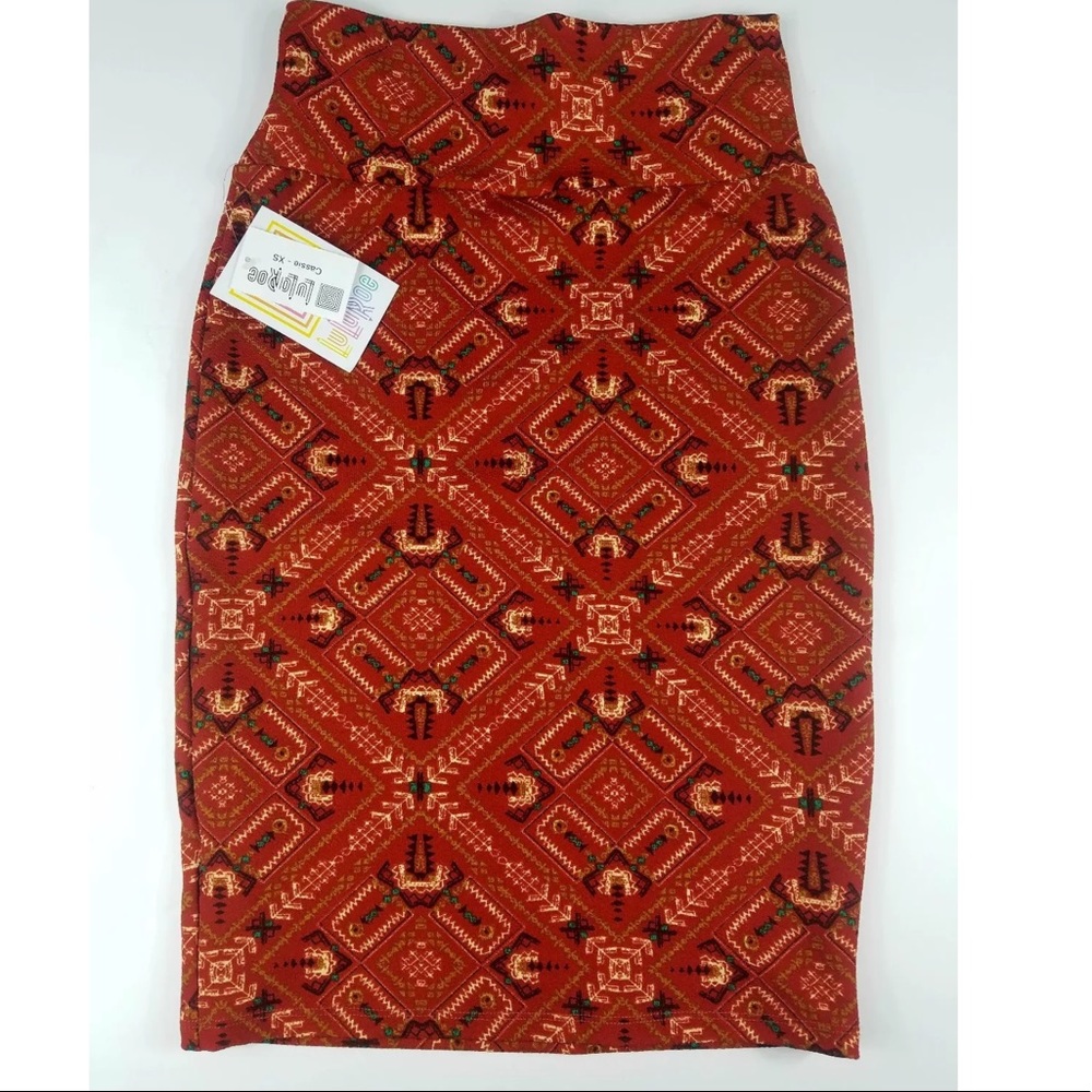 Lularoe Cassie Burnt Orange Aztec Western Pattern